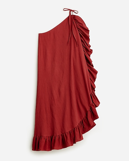  Ruffle one-shoulder cover-up dress in soft gauze