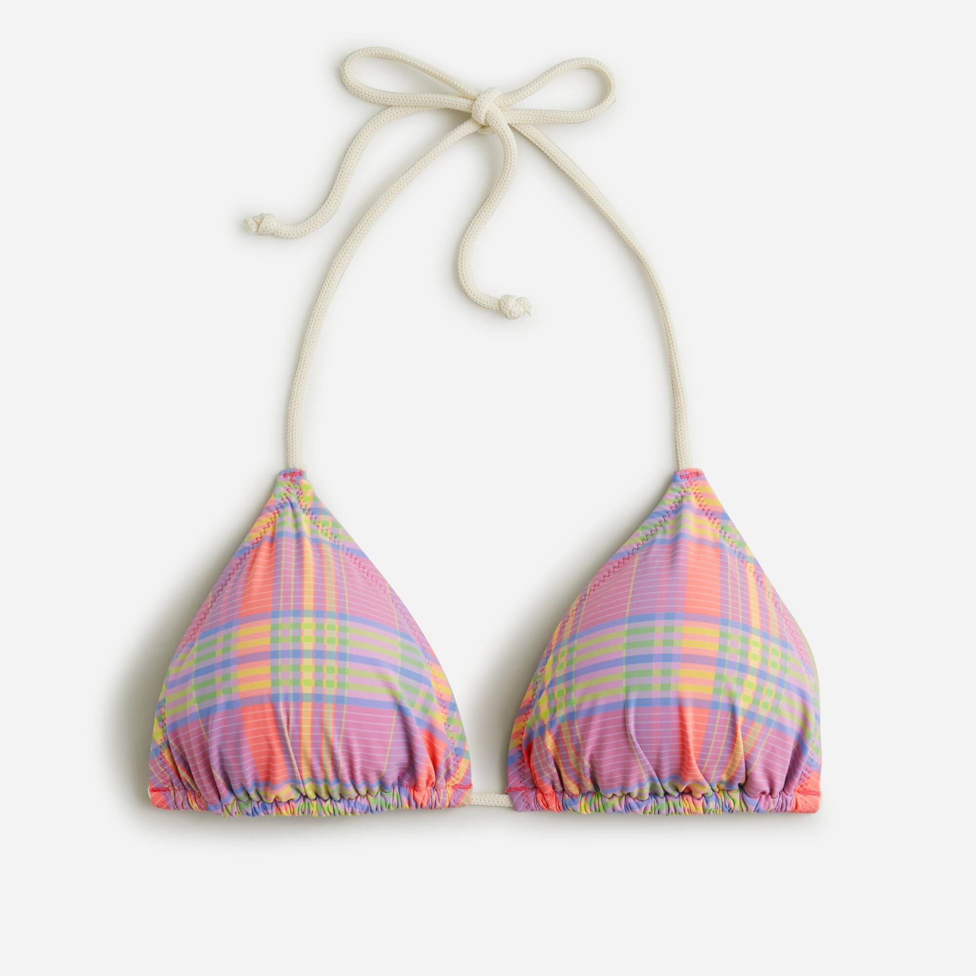 Rope string bikini top in sunset plaid