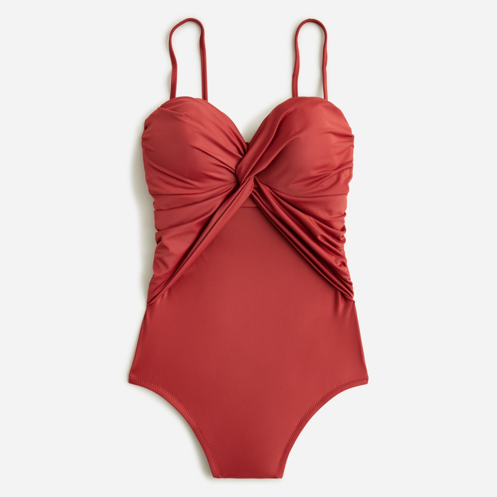 Twist-front bandeau one-piece swimsuit