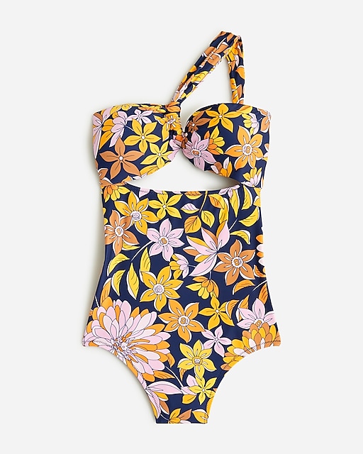  Cutout one-shoulder one-piece swimsuit in dusk floral