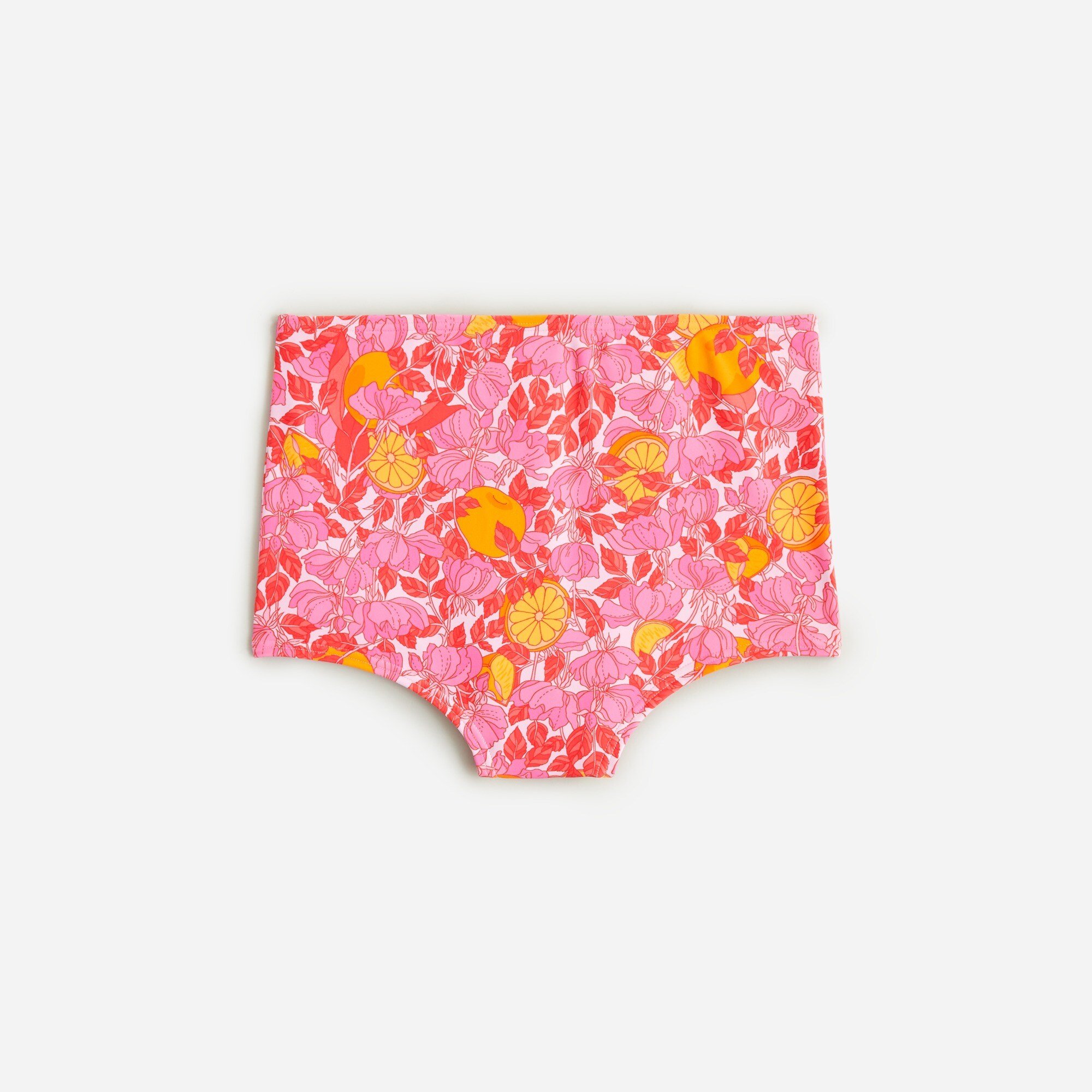  High-rise full-coverage bikini bottom in pink limone print