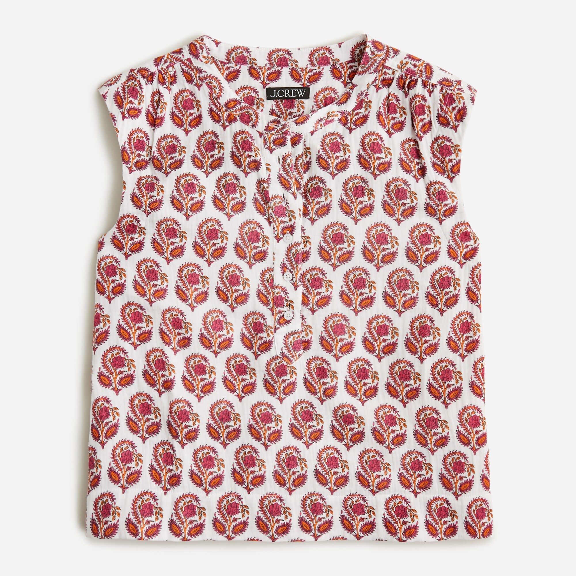 Cora soft gauze top in bouquet block print