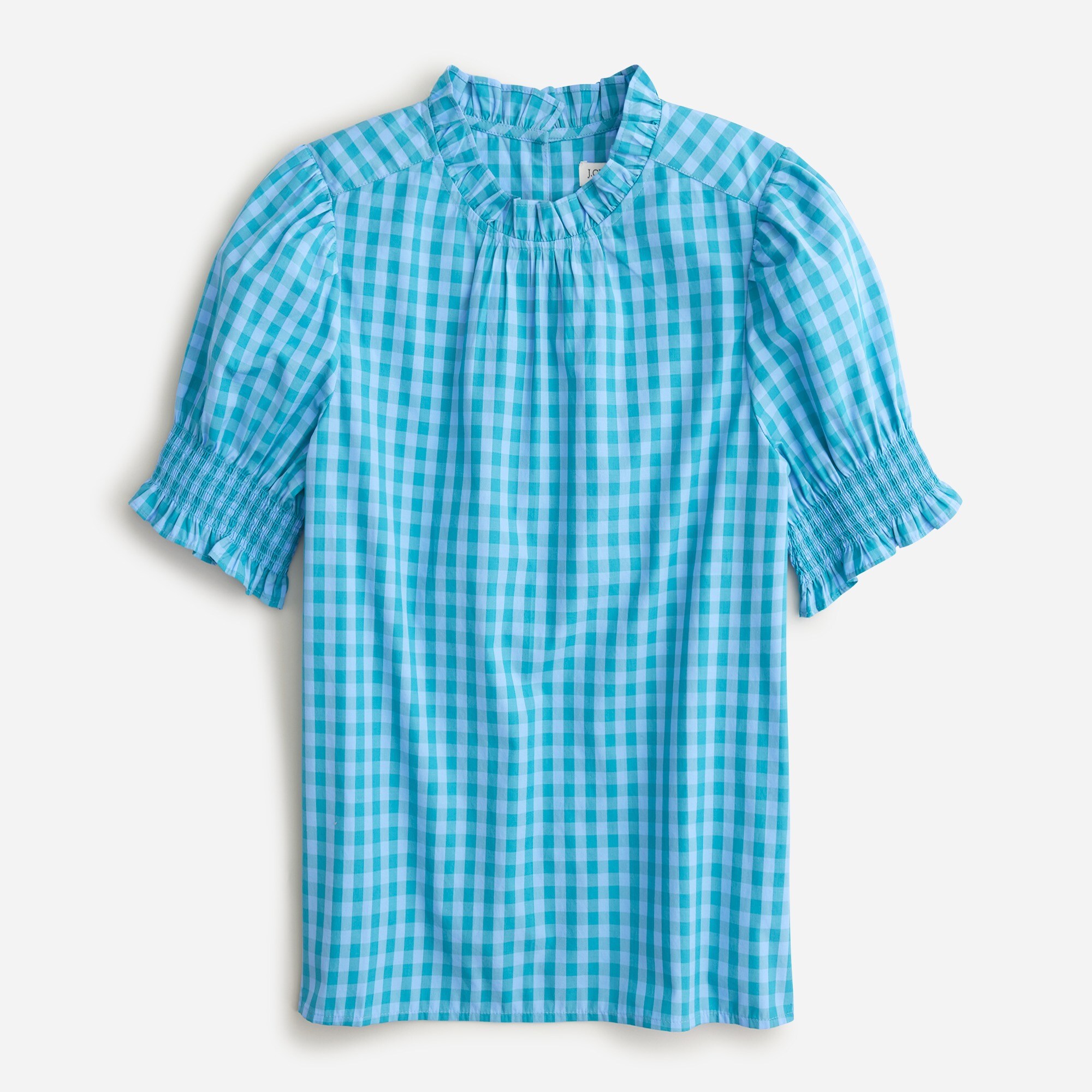 giunon puff sleeve check shirt シャツ J.Crew: Smocked Cotton Poplin Puff-sleeve Top In Gingham For