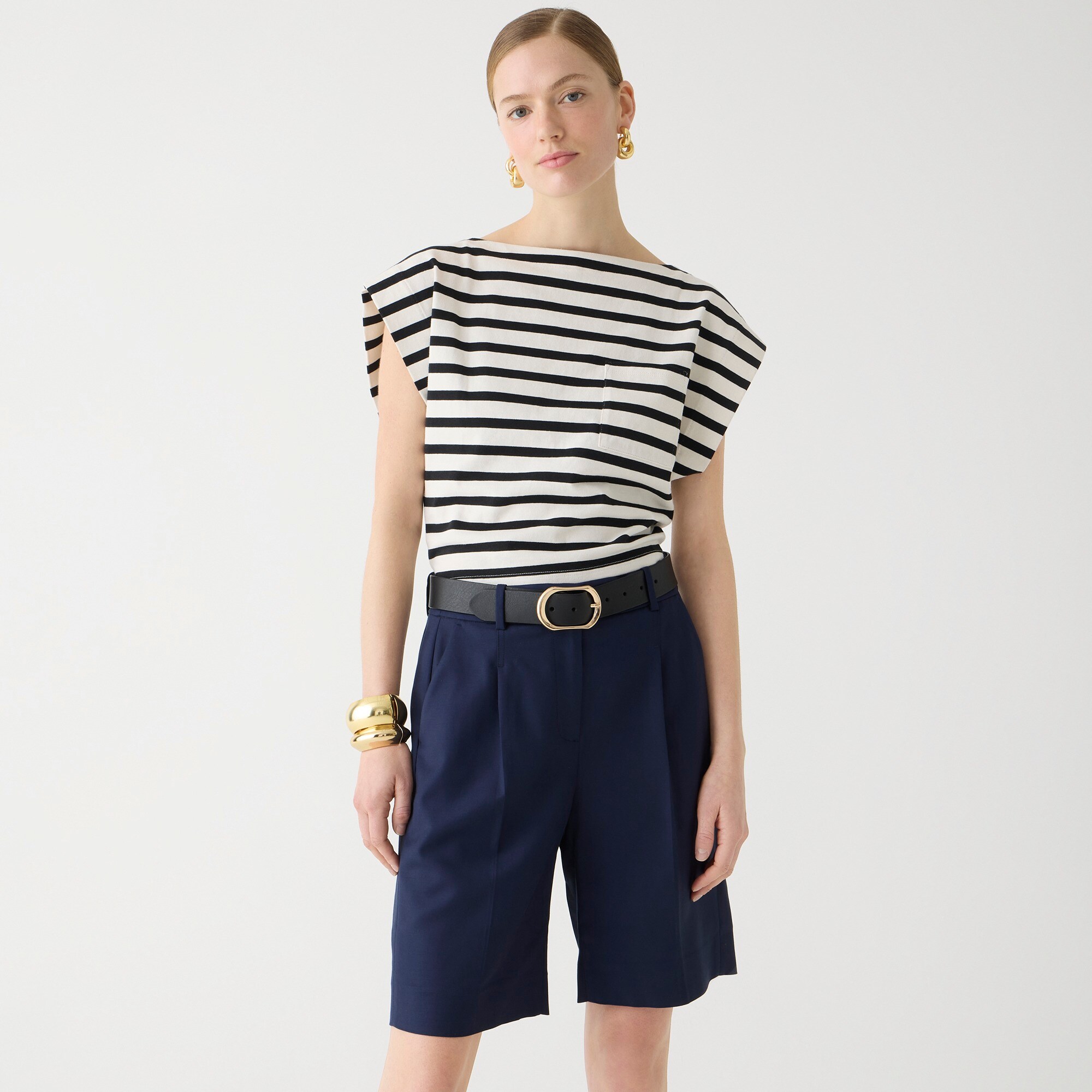 womens High-rise trouser short in city twill