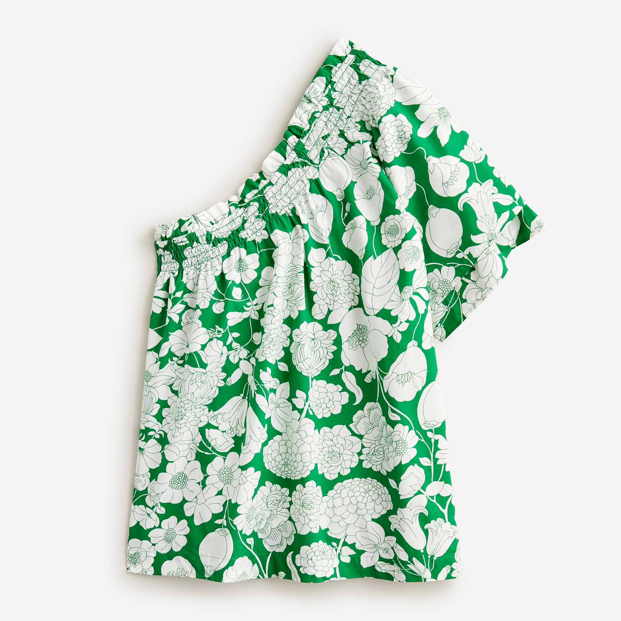 Smocked one-shoulder top in Kelly floral