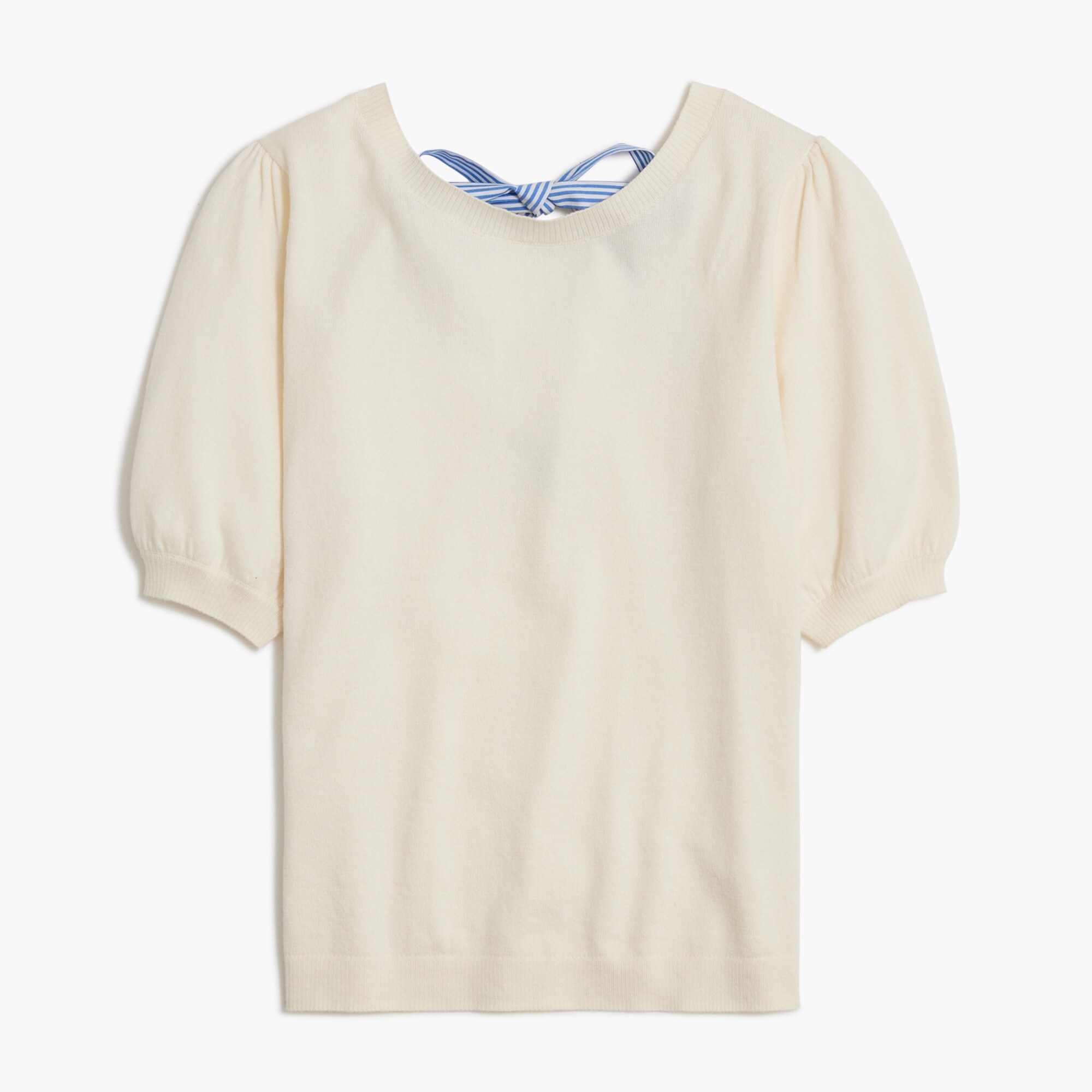 Short-sleeve tie-back sweater