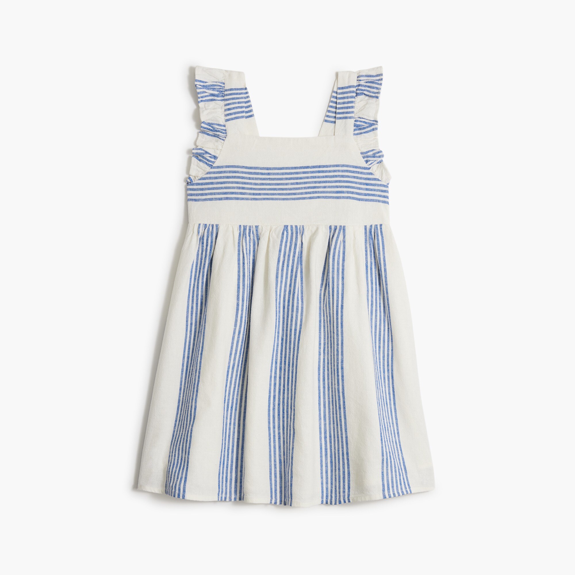 Girls' linen-blend dress with ruffle straps