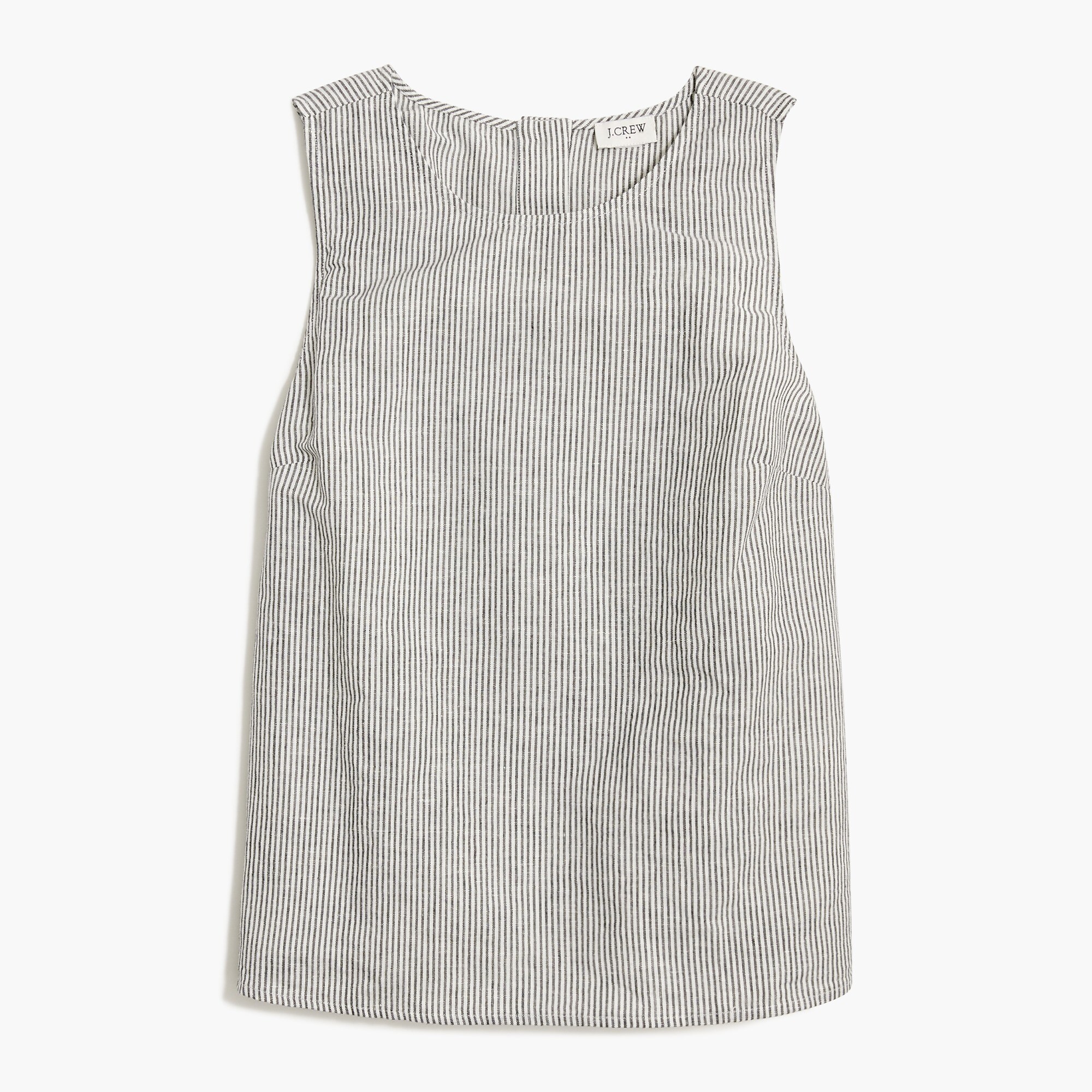 linen-blend button-back shell tank top for women