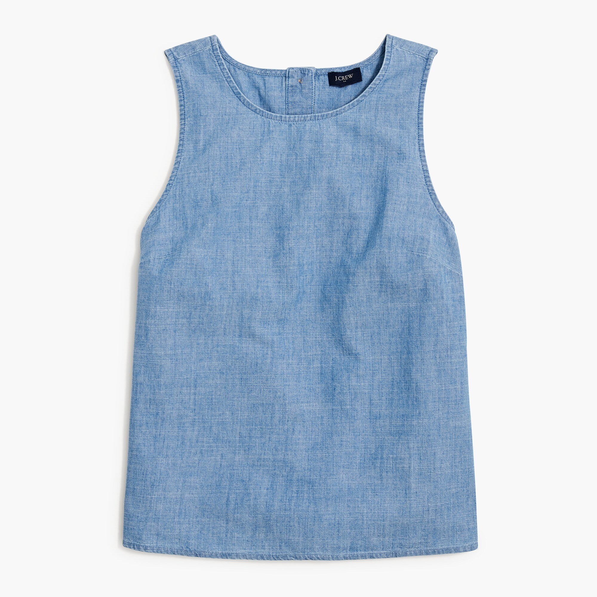 chambray button-back shell tank top for women