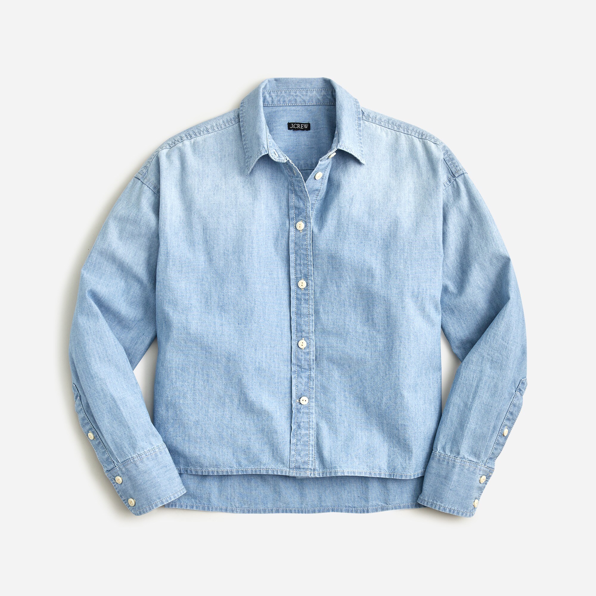 Relaxed-fit cropped chambray shirt