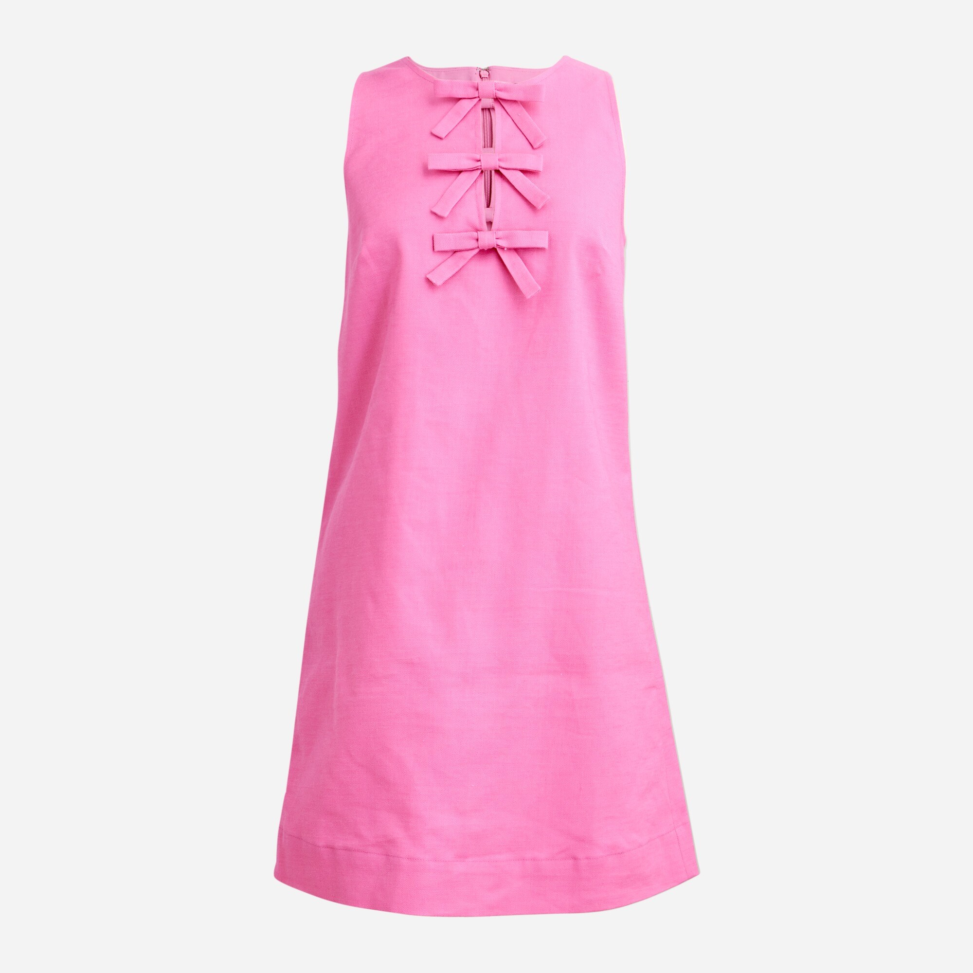 j crew pink bow dress Bow-front Shift Dress In Stretch Linen Blend For Women
