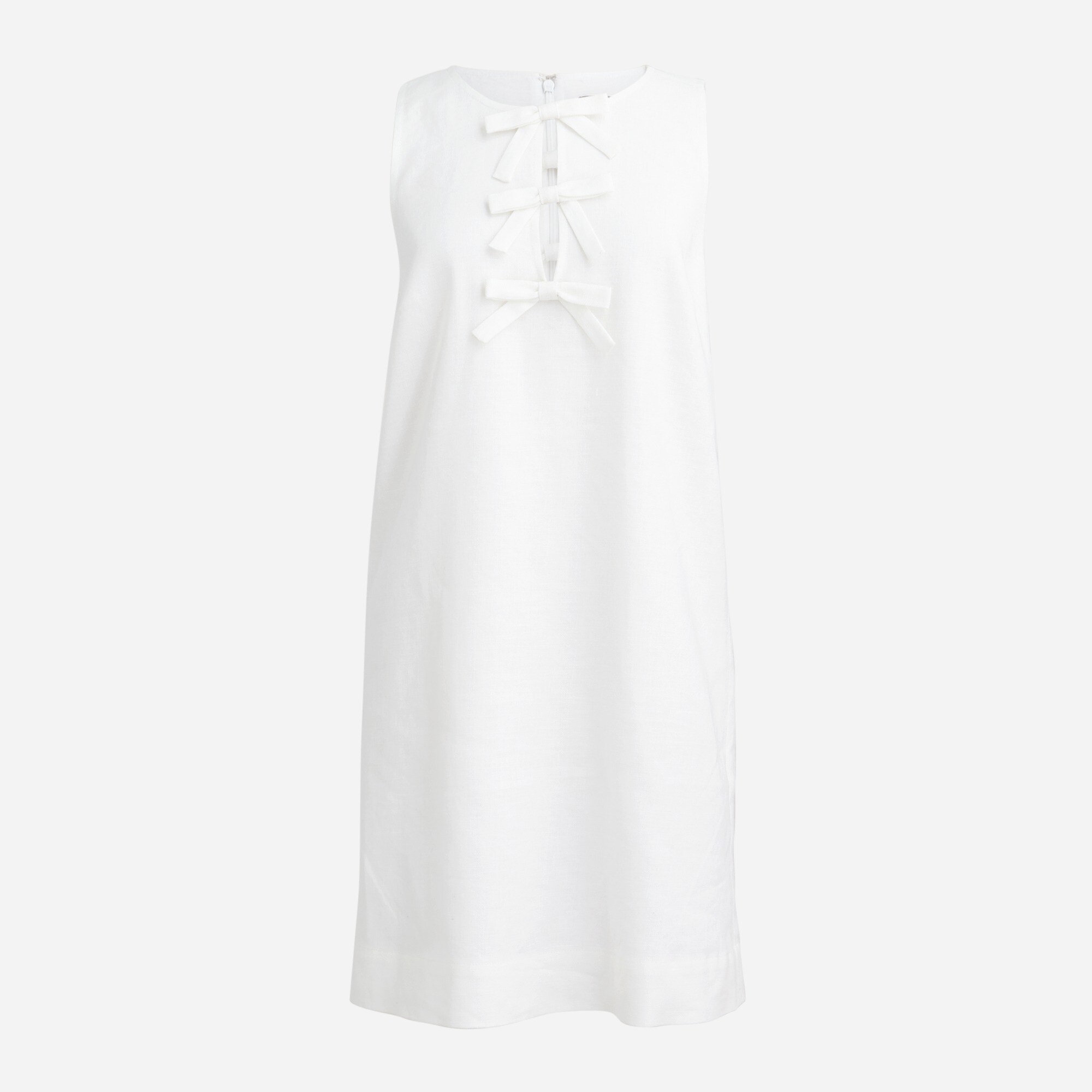 Bow-front shift dress in stretch linen blend