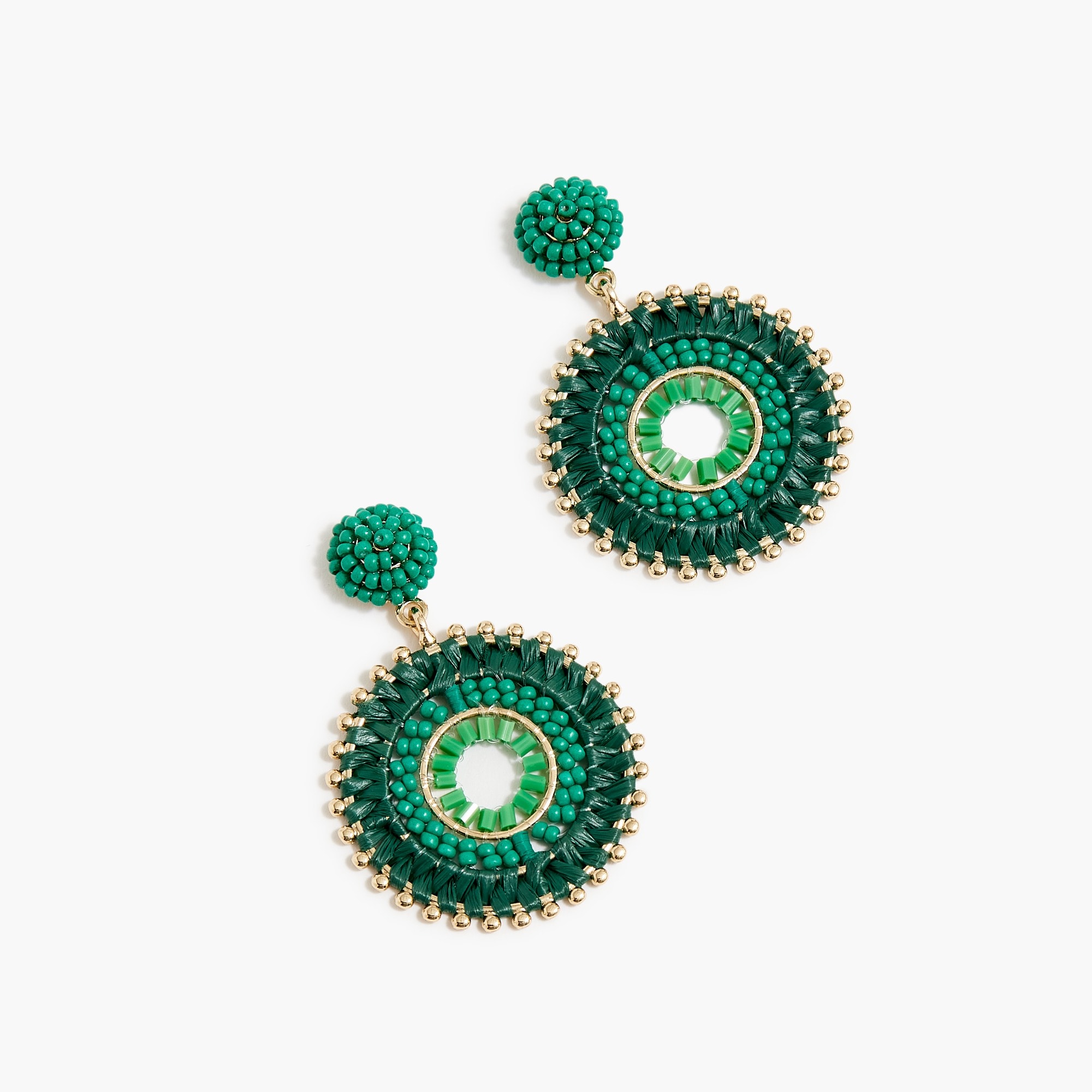 Beaded circle statement earrings