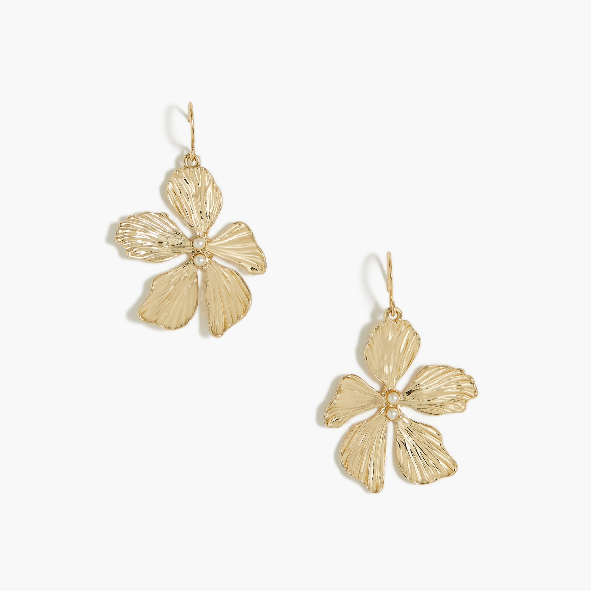Gold floral earrings with pearls