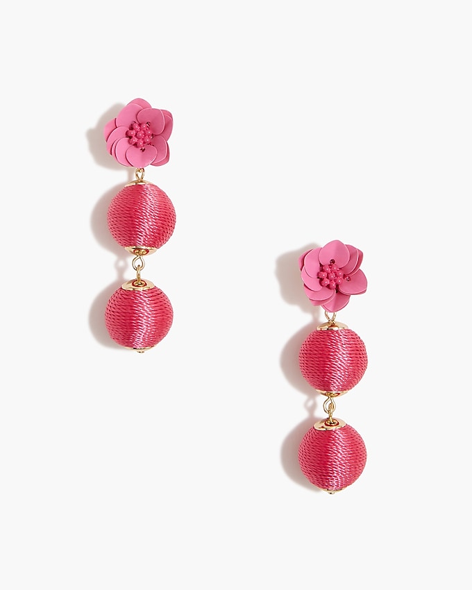 factory: wrapped floral earrings for women, right side, view zoomed