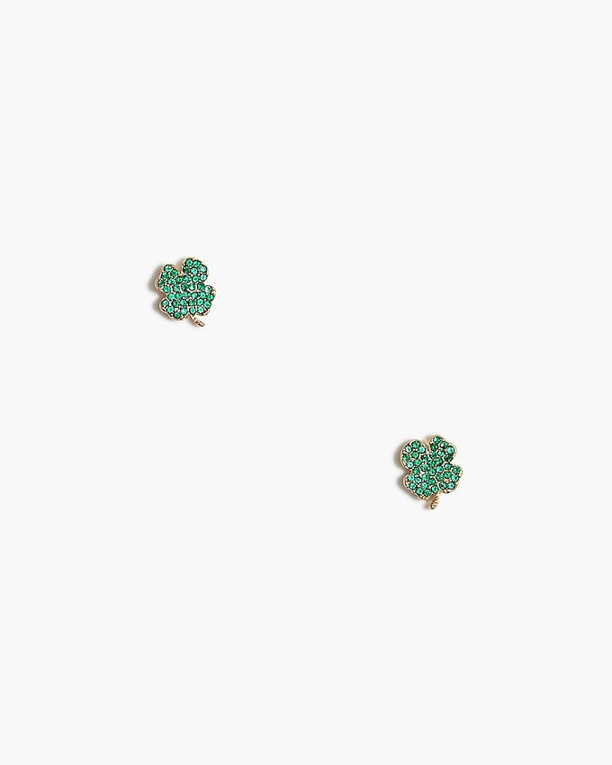 factory: clover stud earrings for women, right side, view zoomed