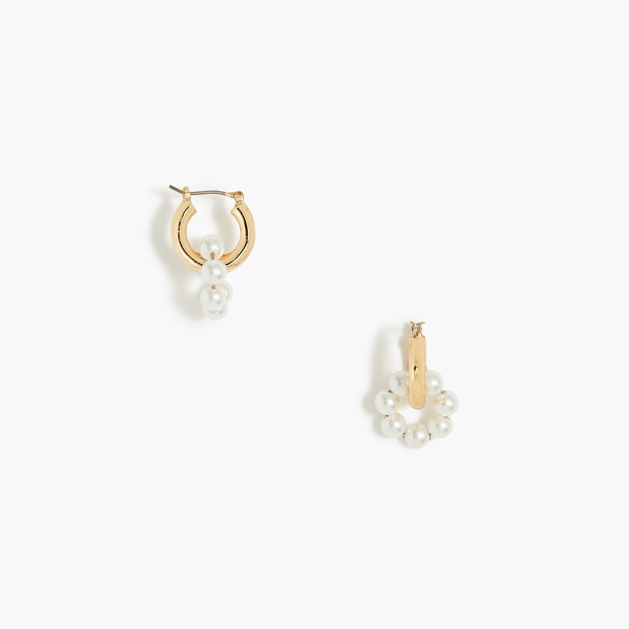 Pearl and gold hoop earrings