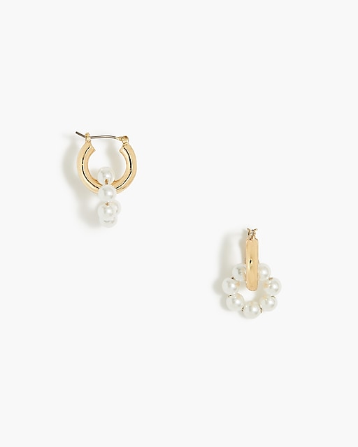  Pearl and gold hoop earrings