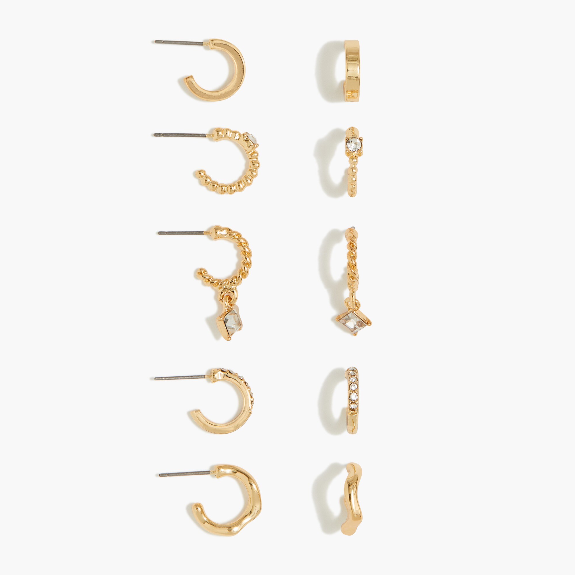Small hoop earrings set-of-five