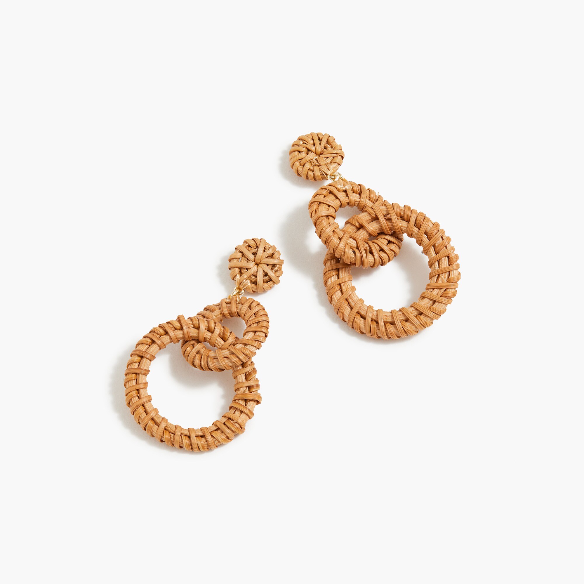 Interlocking rattan hoop earrings