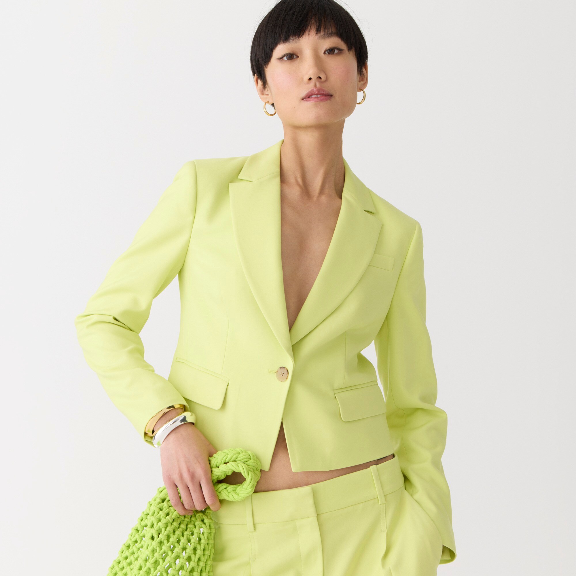 womens Cropped blazer in drapey twill