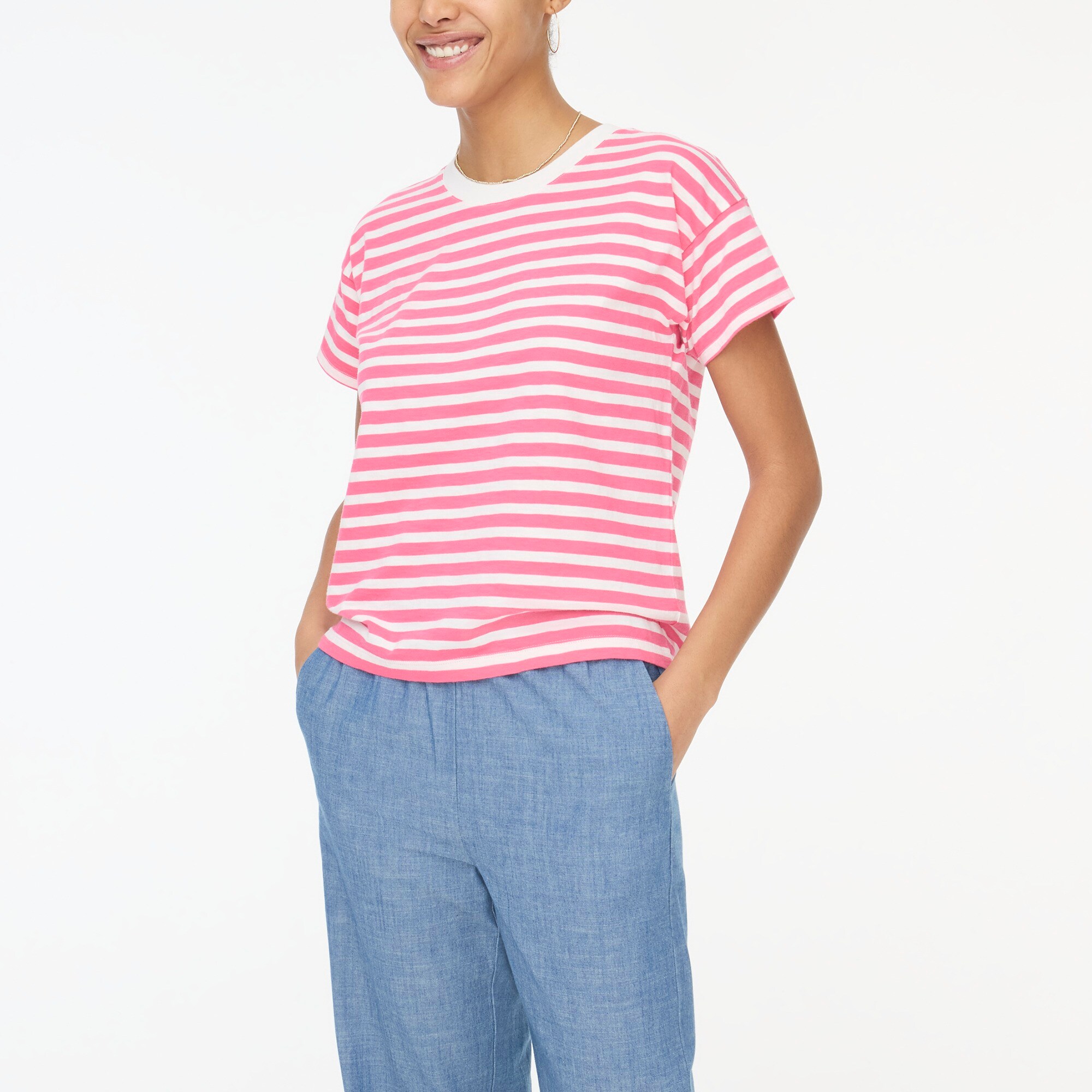 womens Striped crewneck tee