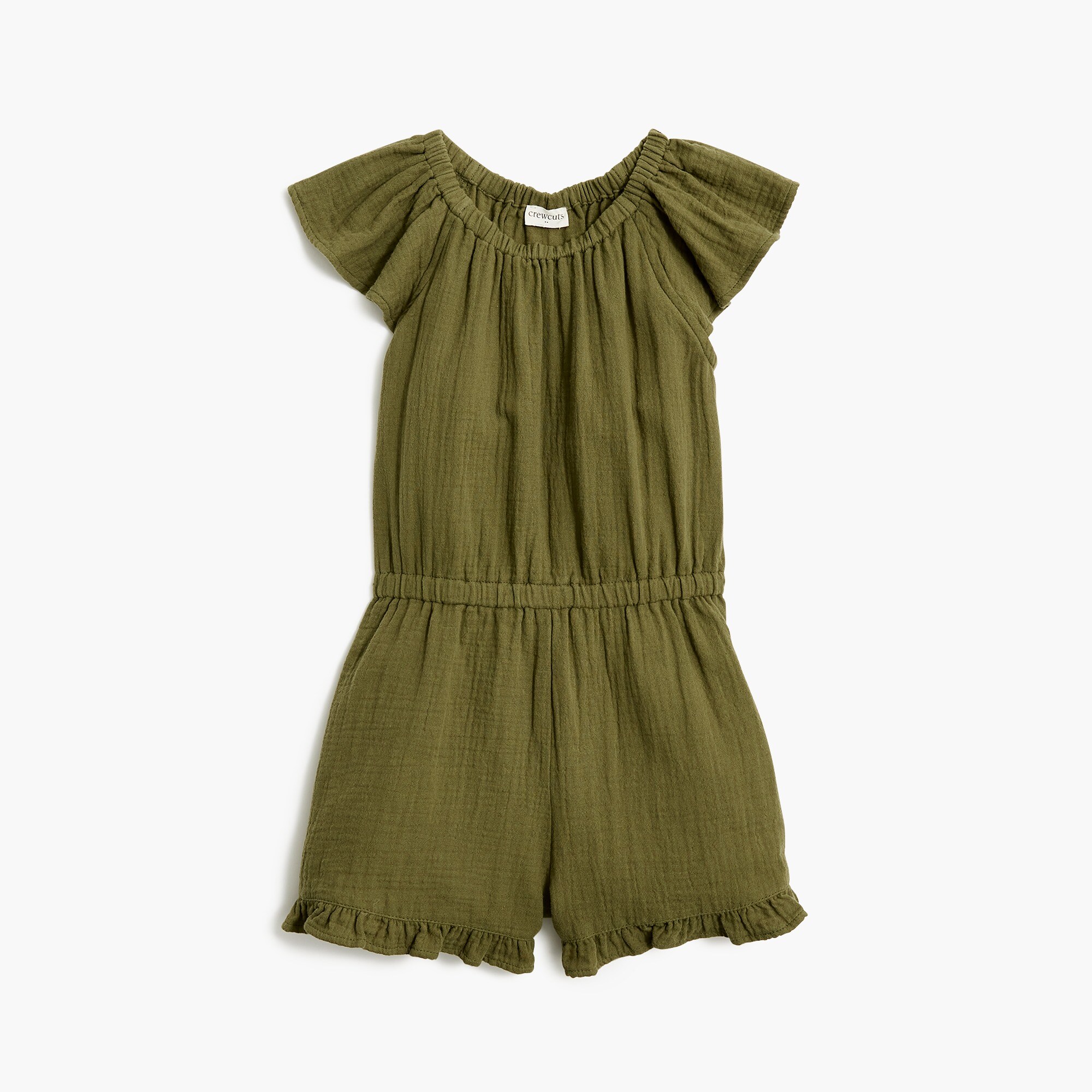 girls' gauze romper with flutter sleeves for girls