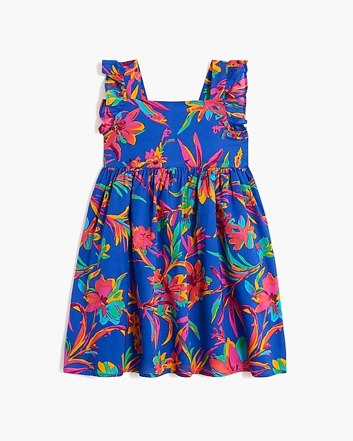 girls Girls&apos; floral dress with ruffle straps