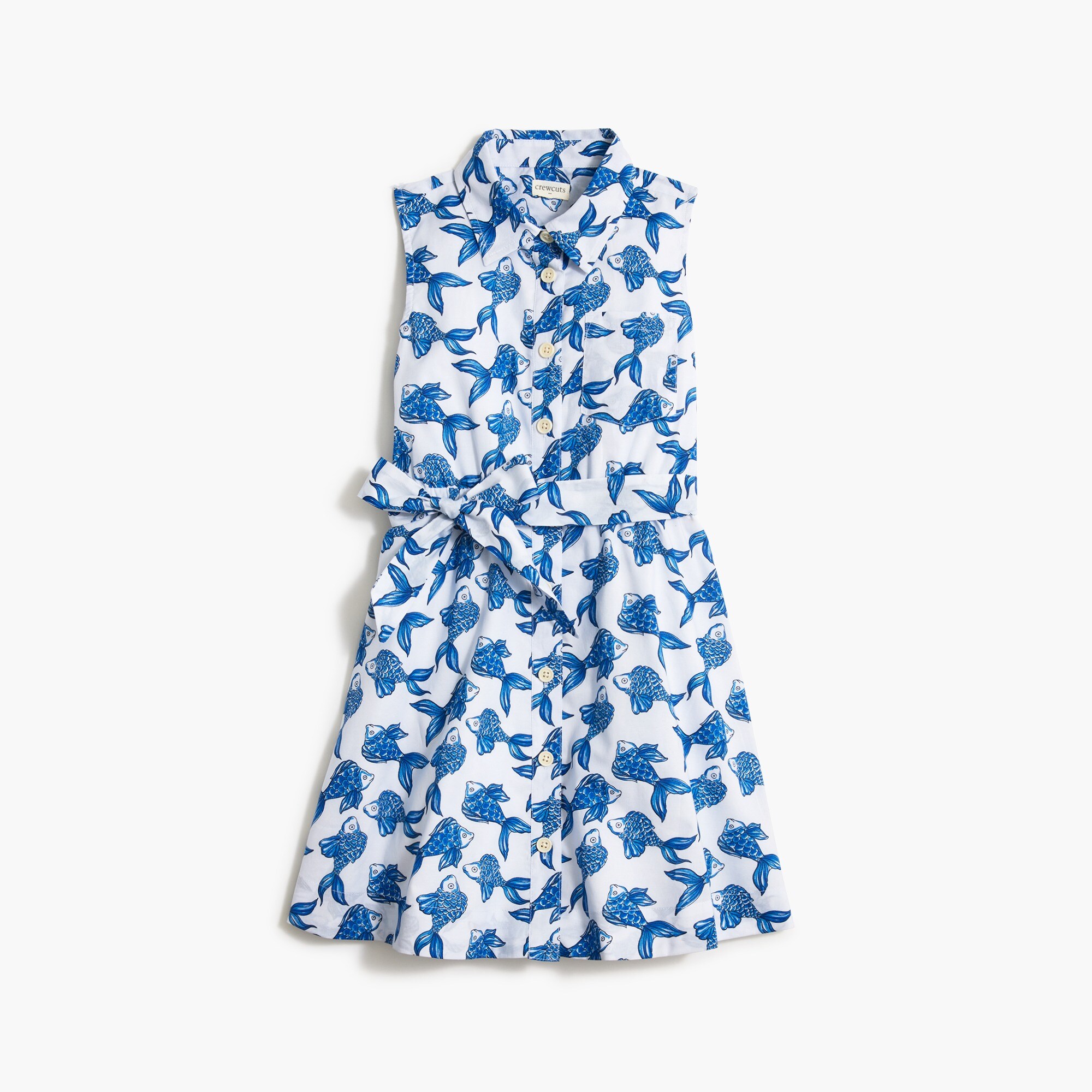Girls' tie-waist shirtdress