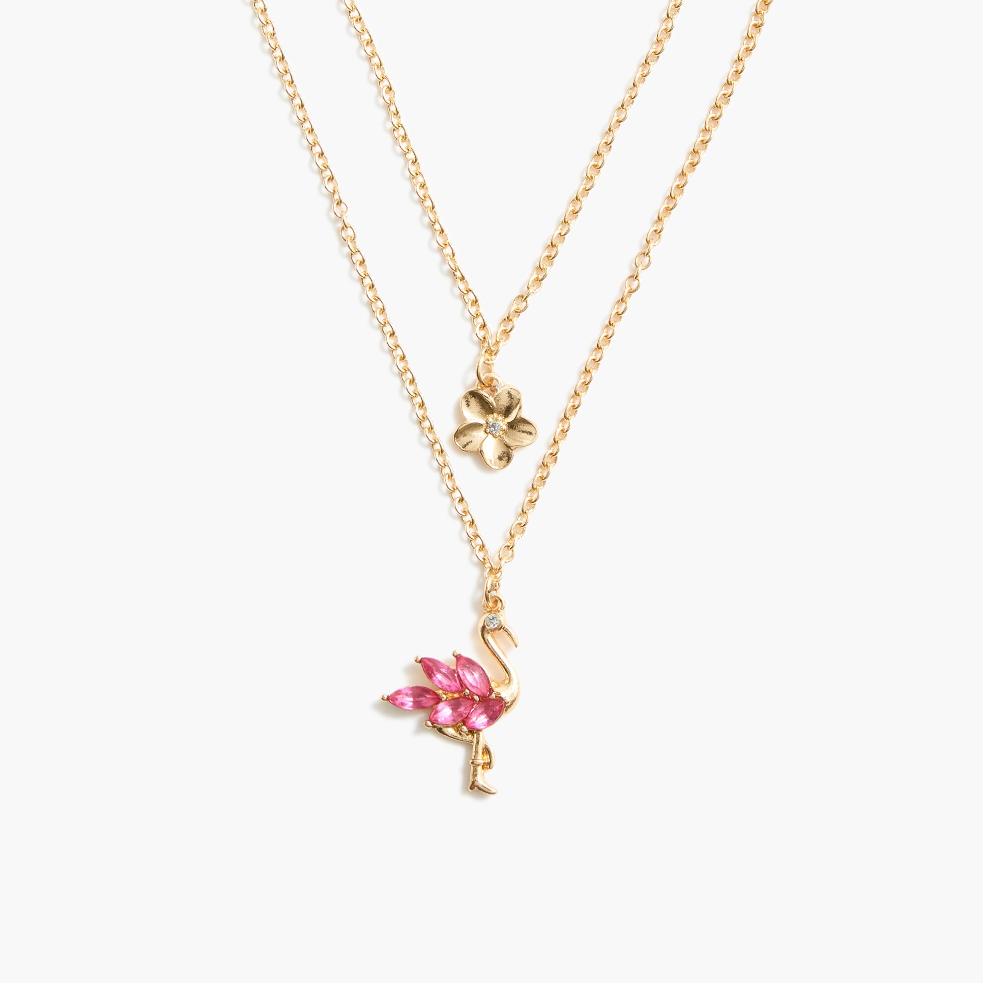 Girls' flamingo layered necklace