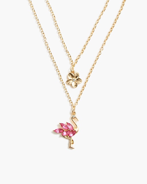 girls Girls&apos; flamingo layered necklace