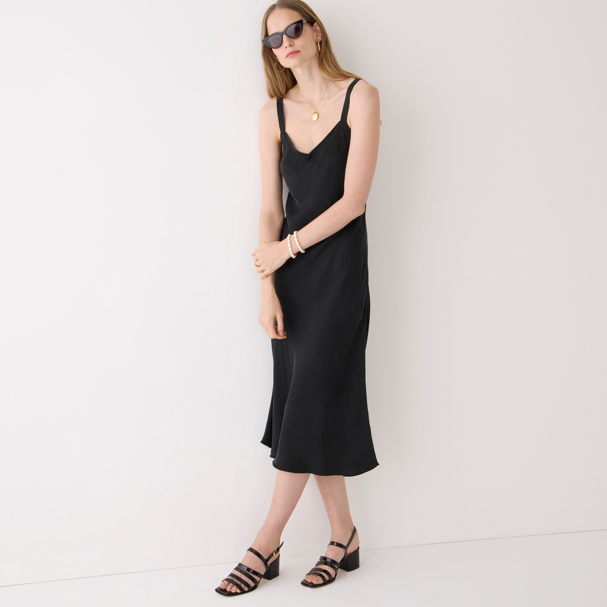 Gwyneth V-neck slip dress in cupro blend