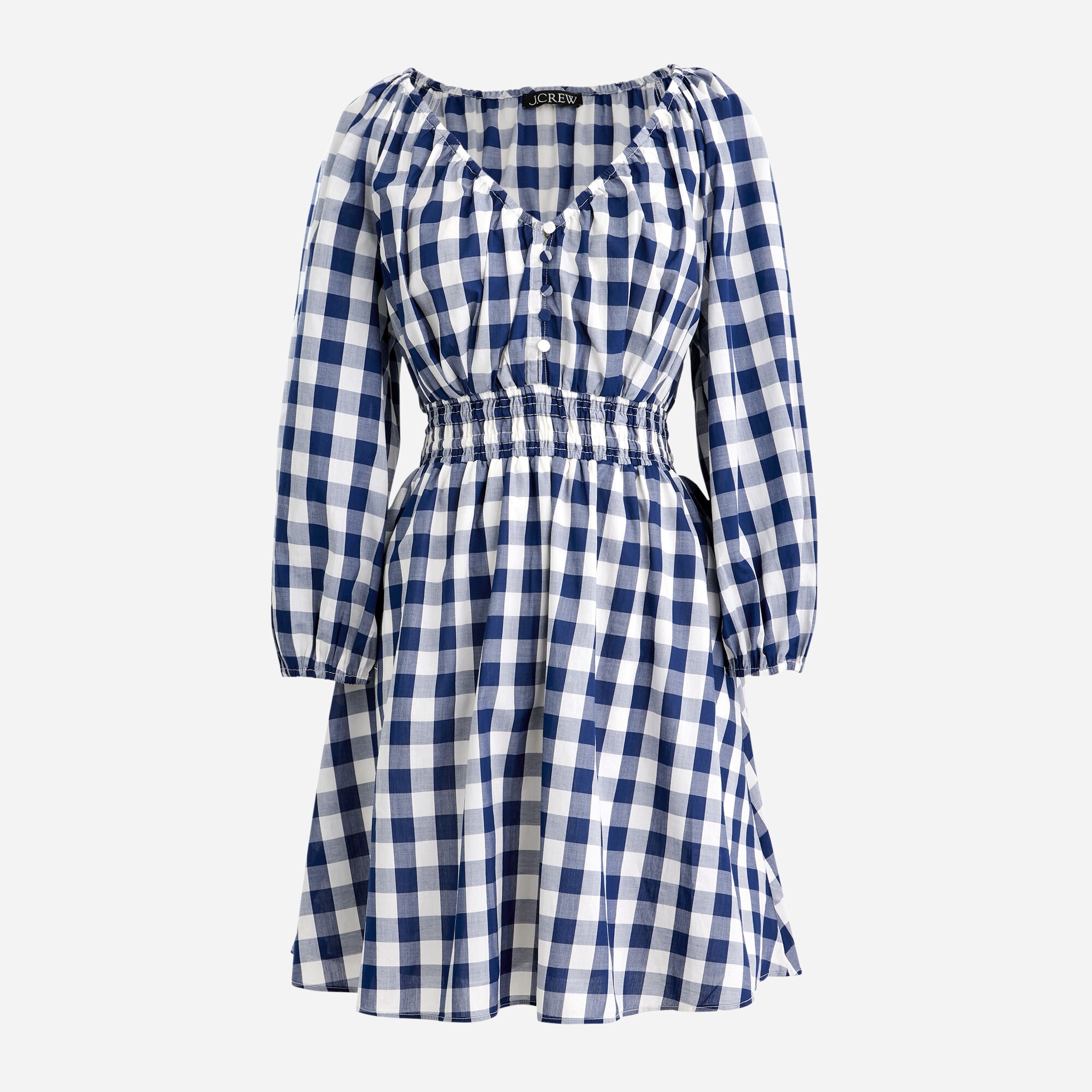 V-neck Mini Dress In Navy Gingham For Women | J.Crew