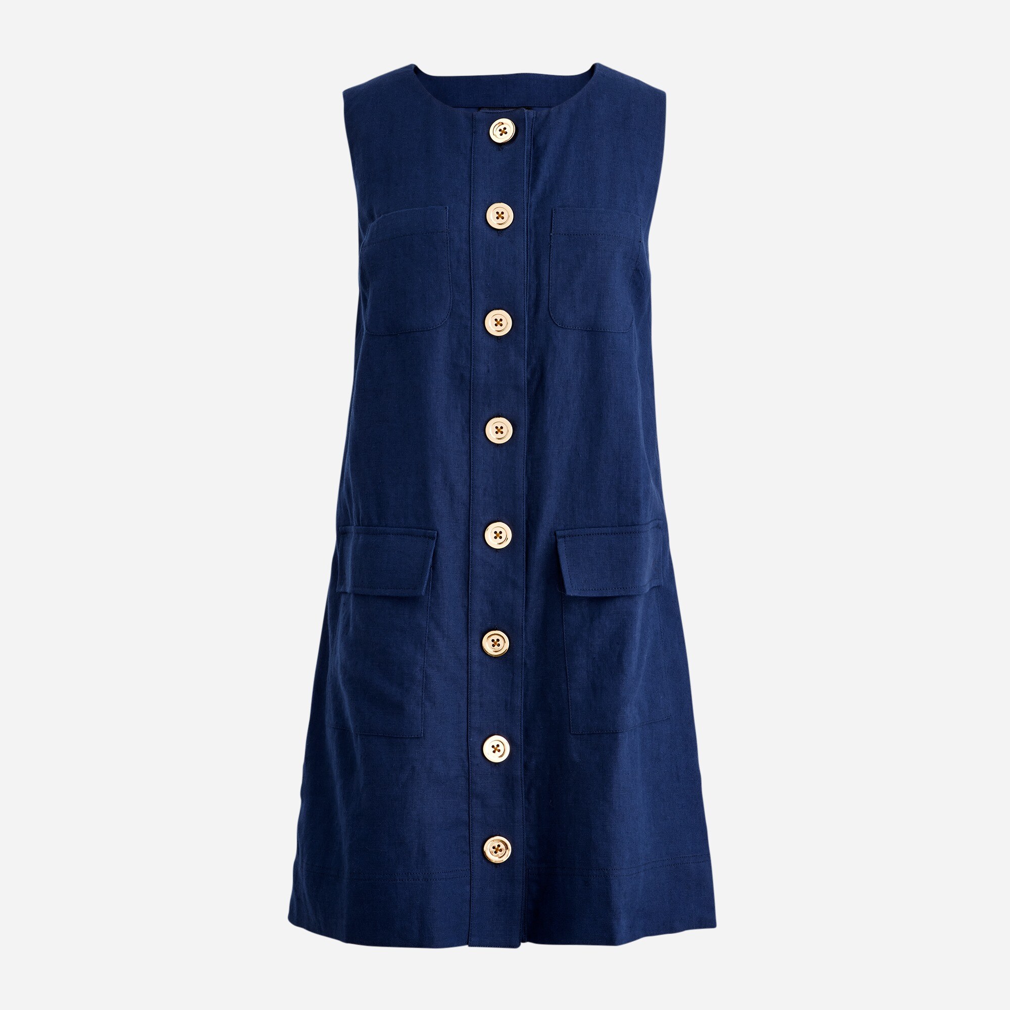 Button-front Shift Dress In Linen For Women | J.Crew