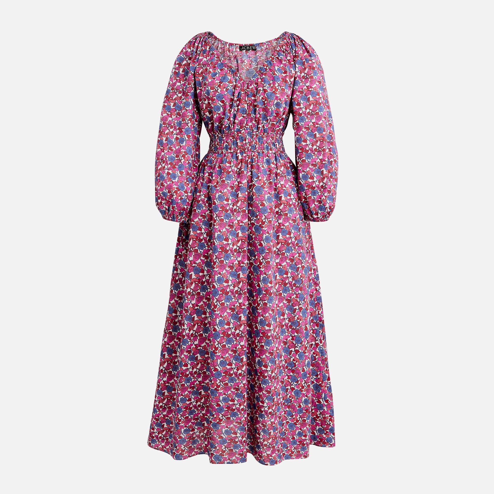V-neck Midi Dress In Berry Floral For Women | J.Crew