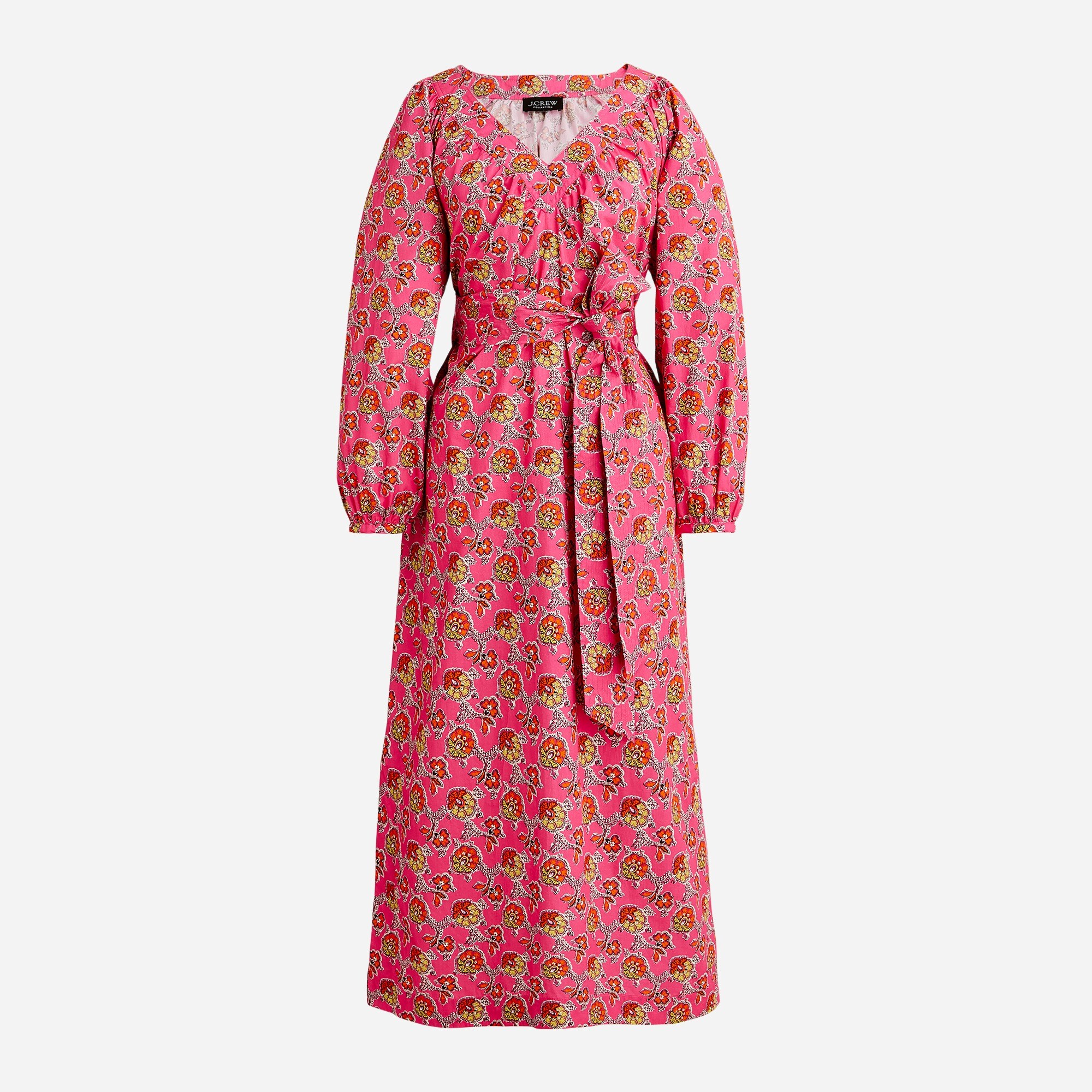 J.Crew: Tie-waist Cotton Poplin Dress In Ratti® Pink Blooms