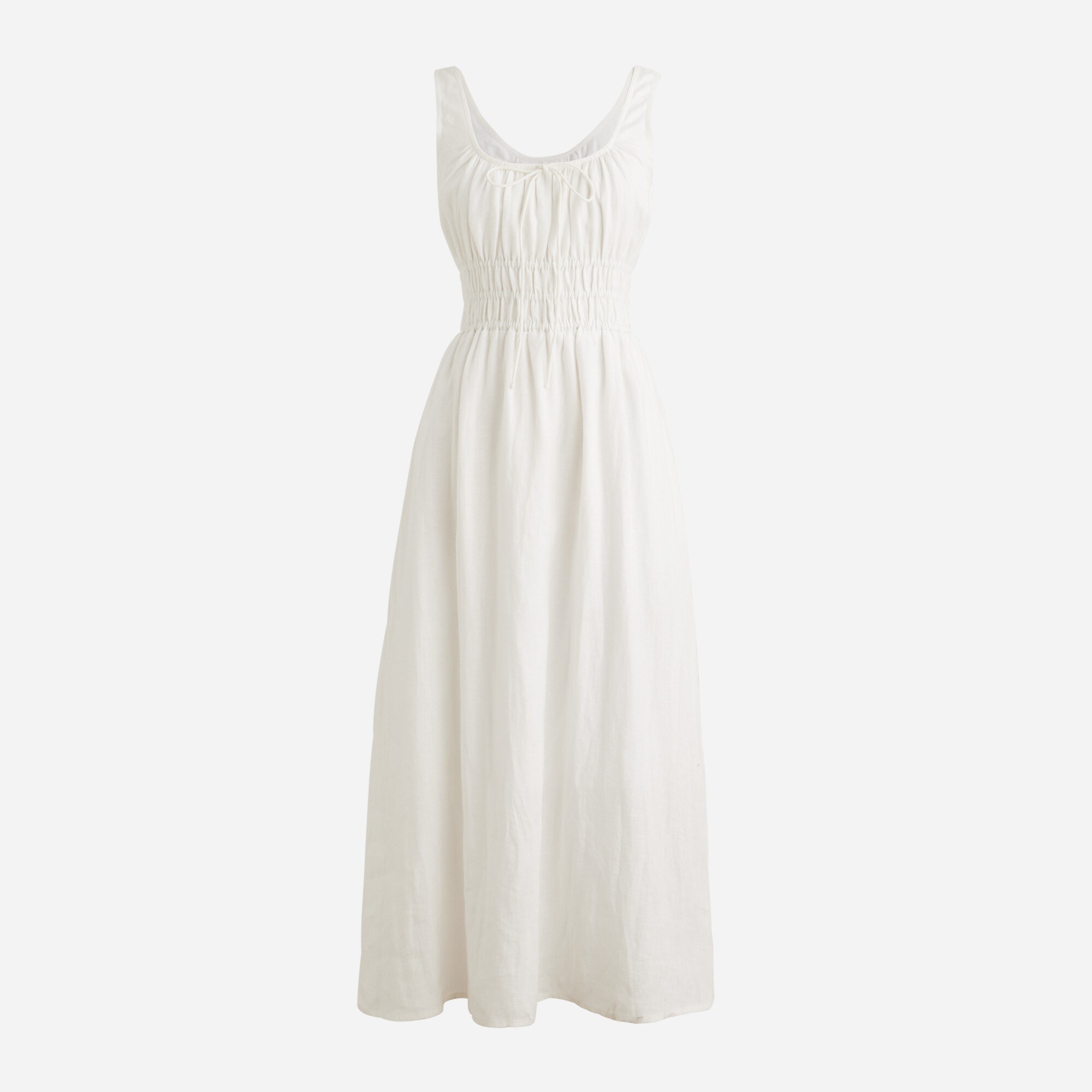 Smocked midi dress in linen