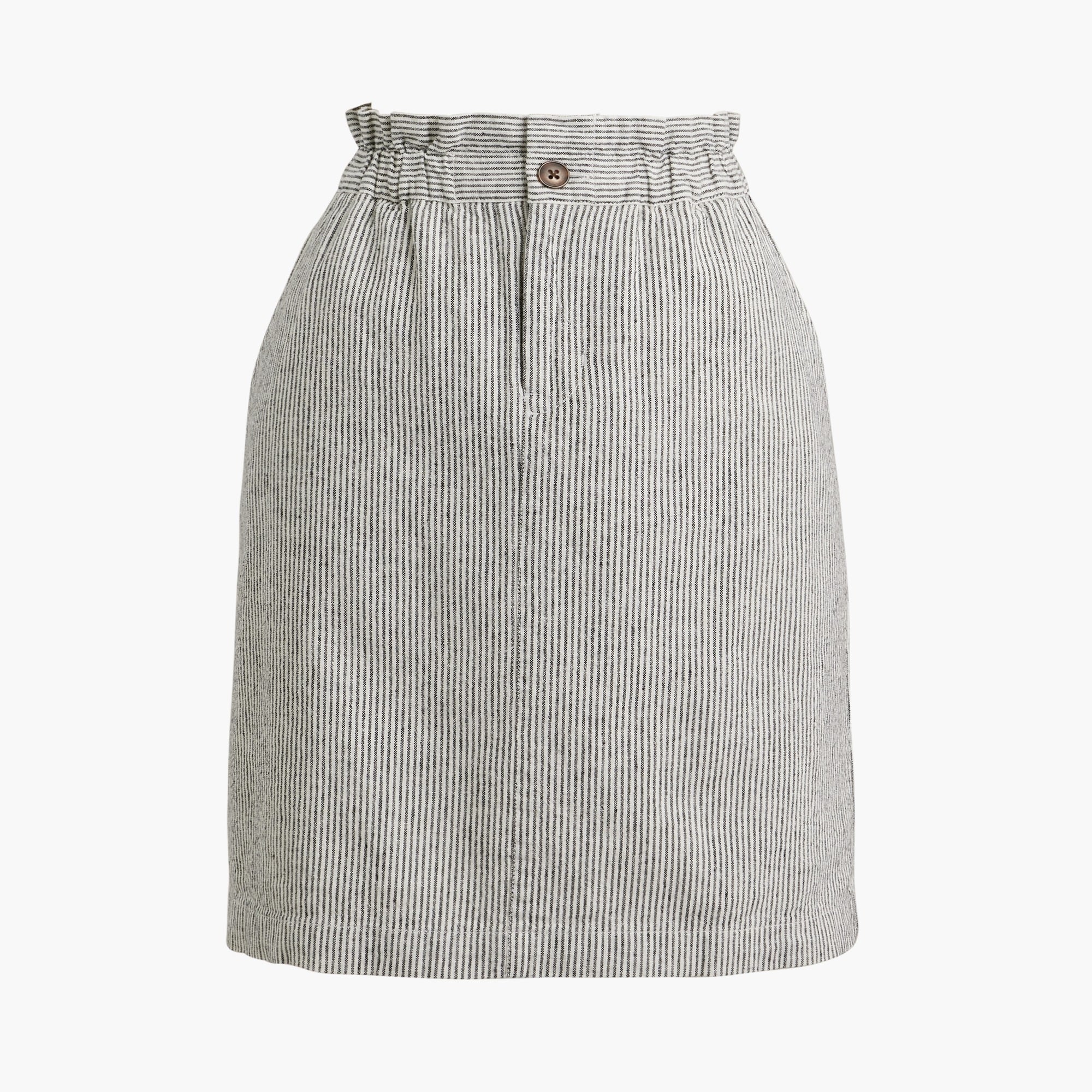 Factory Striped Linen blend Paper bag Mini Skirt For Women