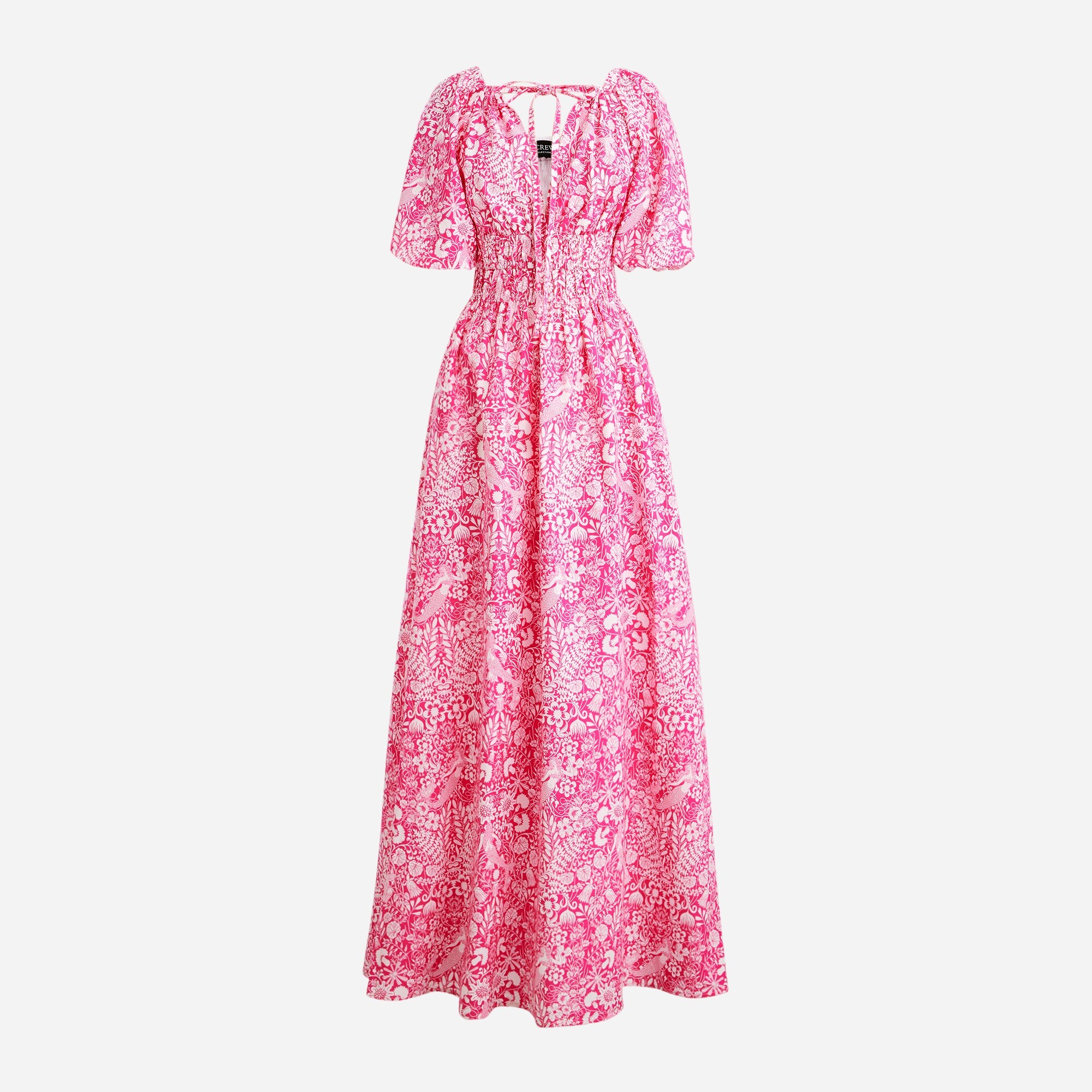 J.Crew: Collection Open-back Smocked-waist Dress In Pink Mermaid Floral ...