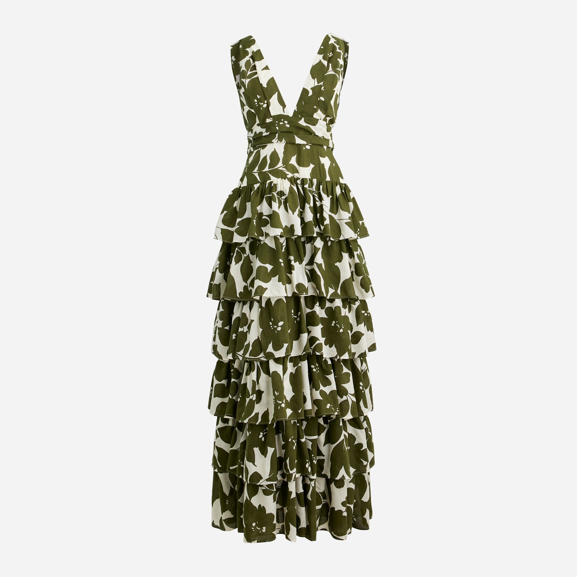 Collection Plunge-neck Tiered Dress In Leafy Floral For Women | J.Crew
