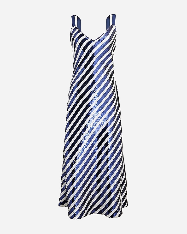 J.Crew: Collection Gwyneth V-neck Slip Dress In Sequin Stripe For Women
