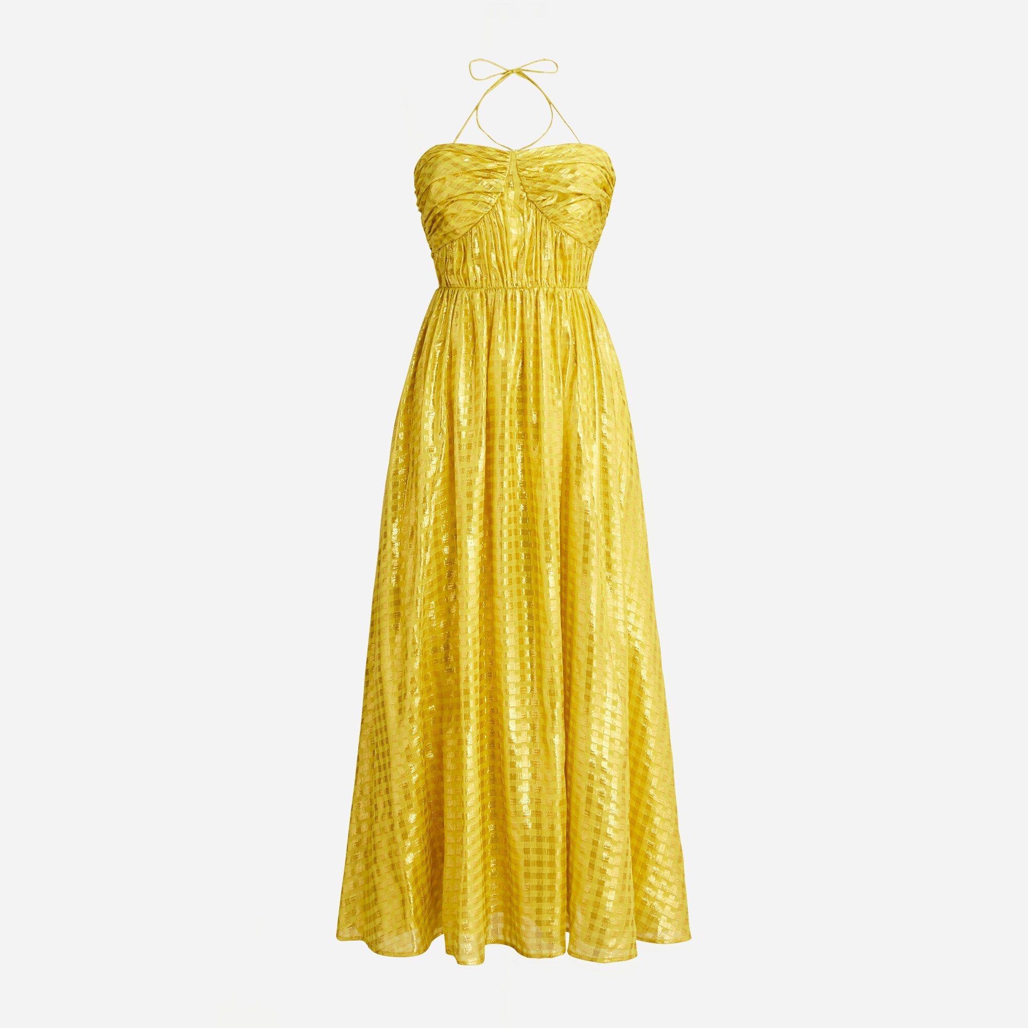 Limited-edition halter-tie dress in Lurex® metallic threads chiffon