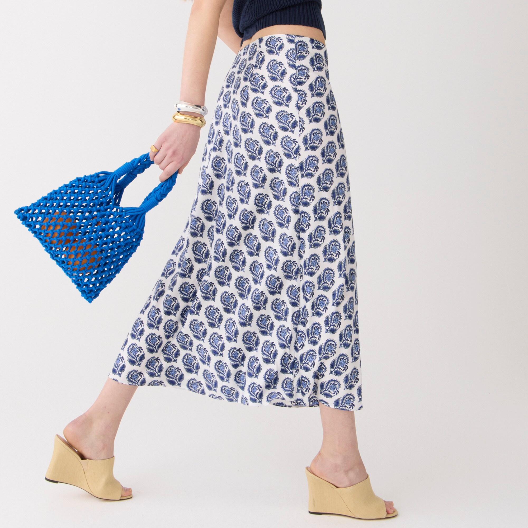 J.Crew Slip Skirt In Bouquet Block Print For Women