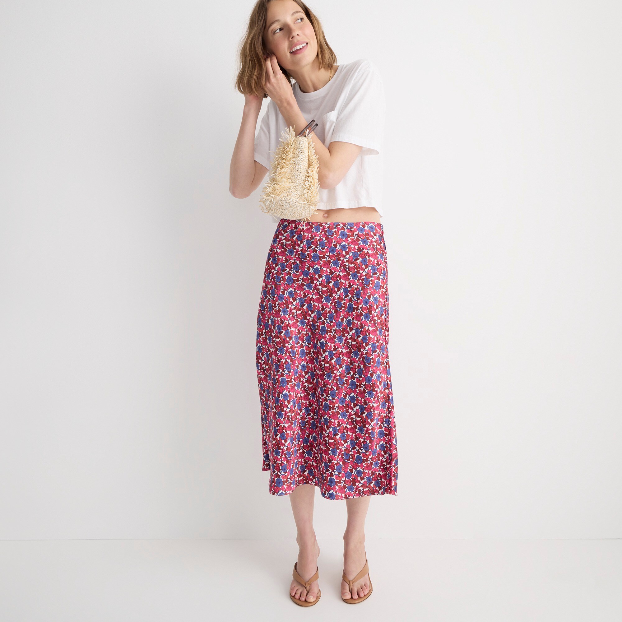 J.Crew: Gwyneth Slip Skirt In Berry Floral For Women