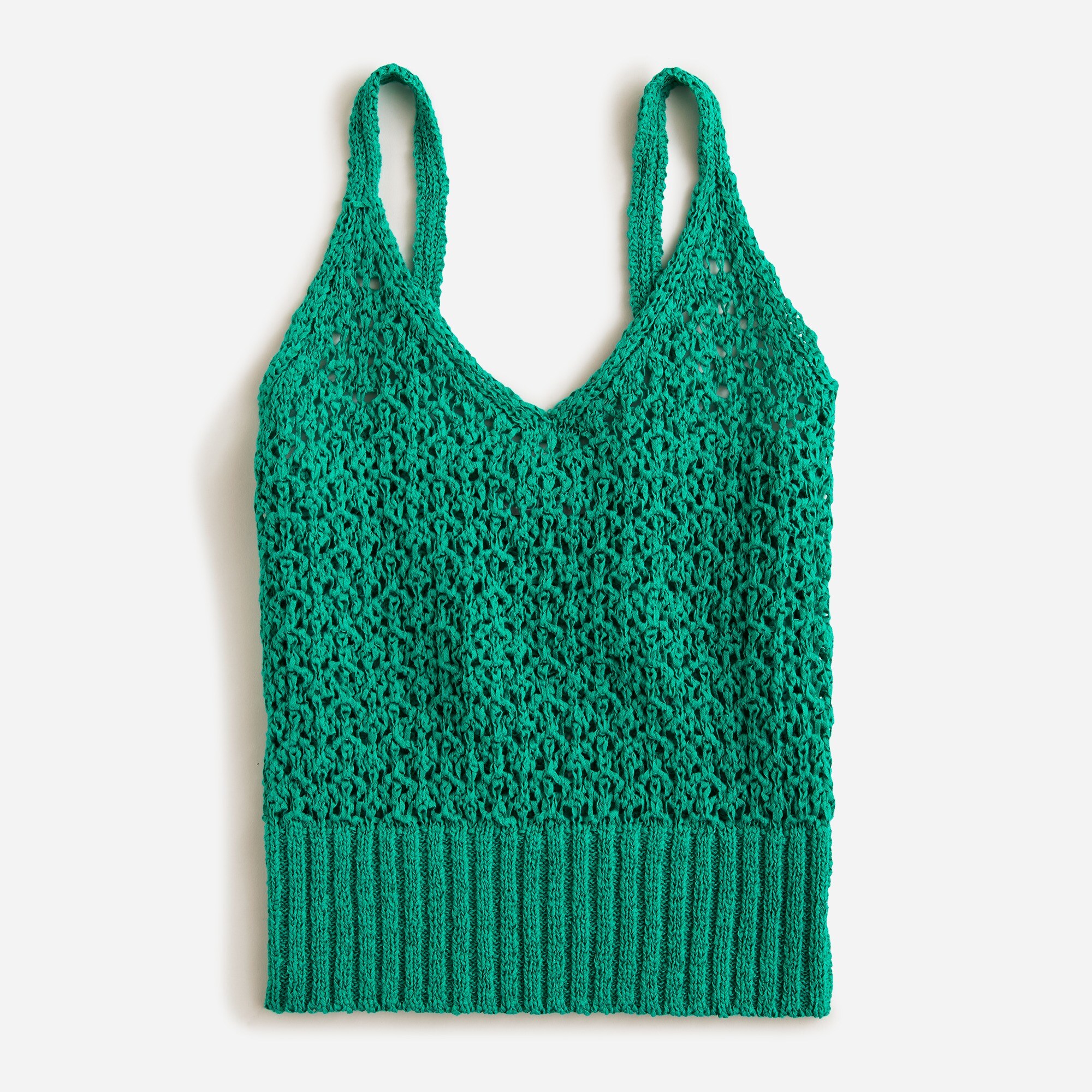  Cropped V-neck sweater-tank in textured pointelle