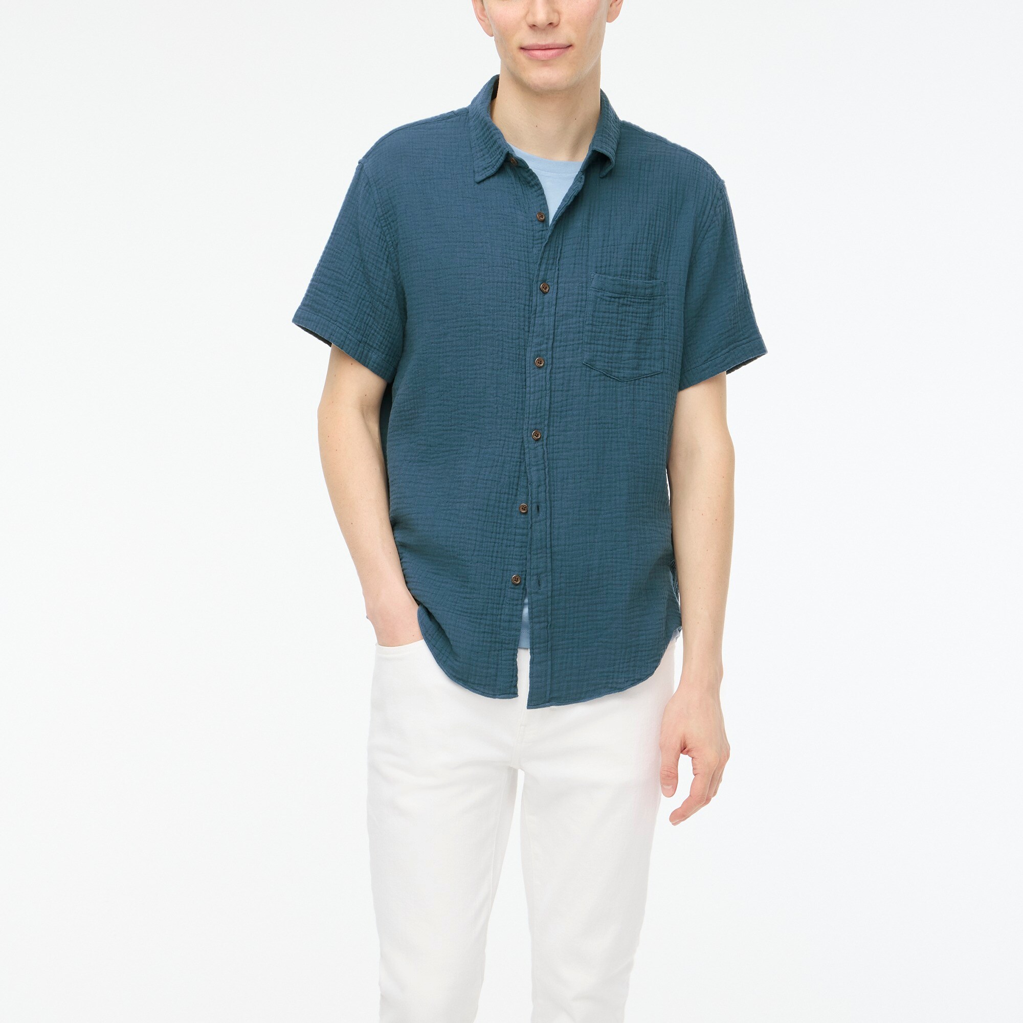 Short-sleeve gauze shirt