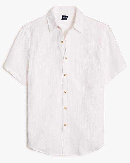 mens Slim short-sleeve gauze shirt
