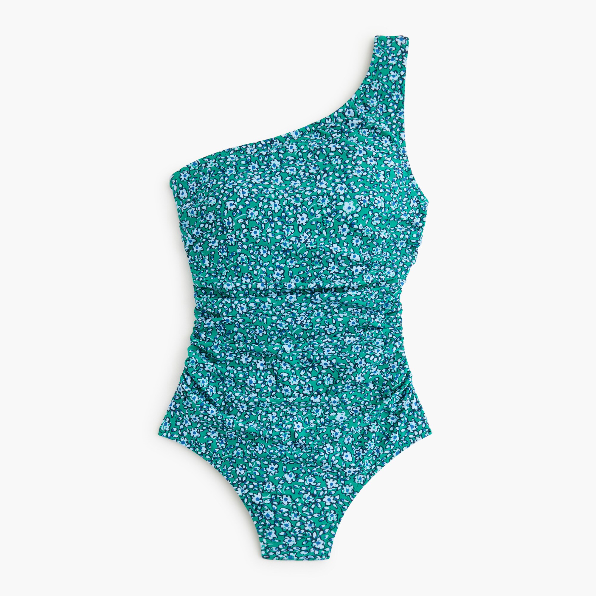 womens Printed ruched one-shoulder swimsuit
