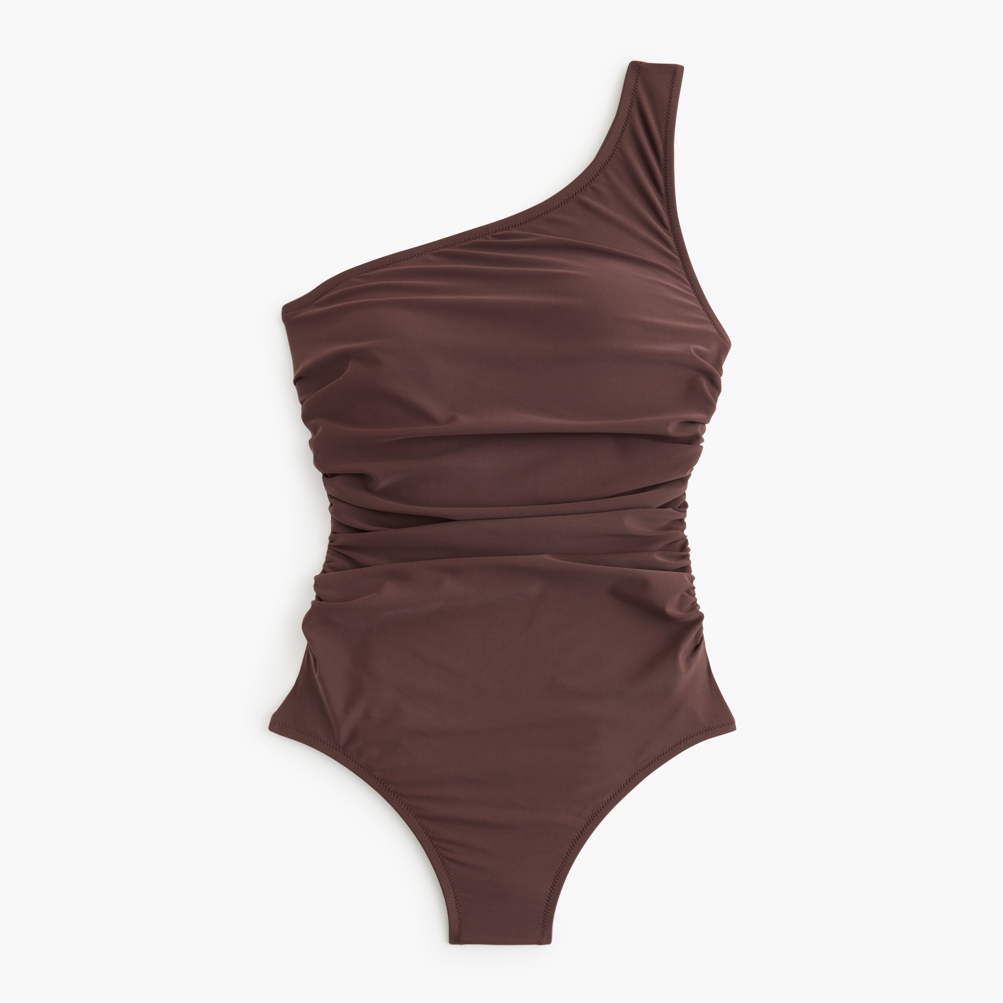 womens One-shoulder ruched one-piece swimsuit