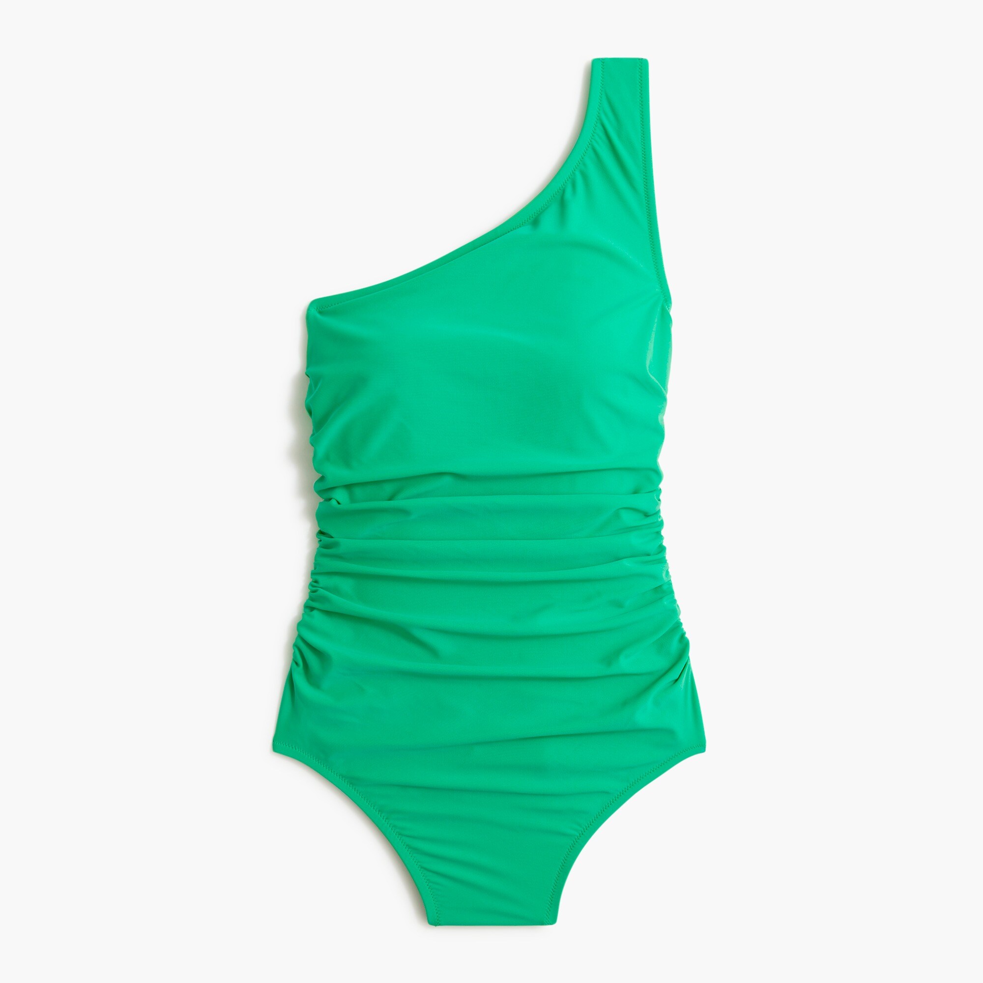  One-shoulder ruched one-piece swimsuit